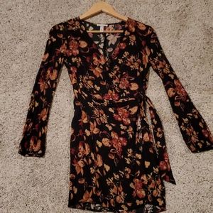 Leith black floral mini dress